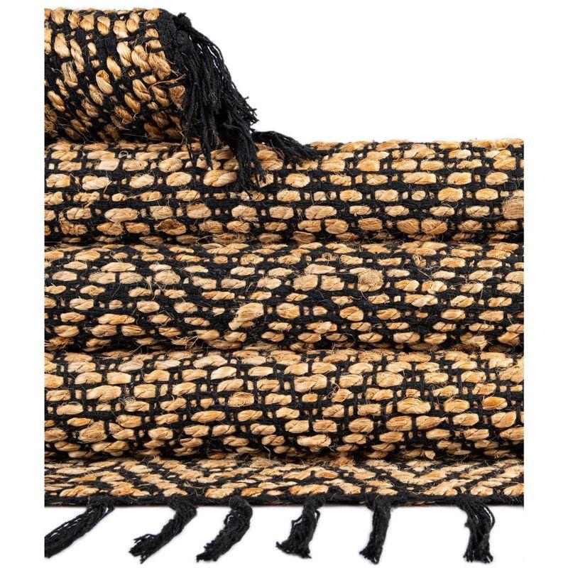 Black and Natural Geometric Braided Jute Runner