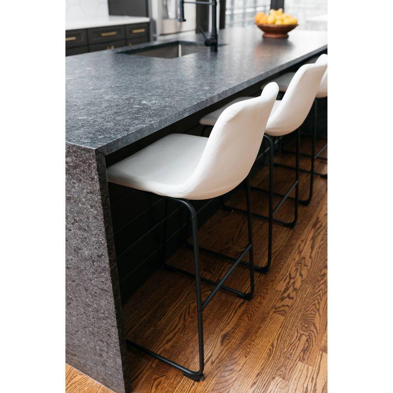 Centiar Pub Height Barstool White: Vintage Faux Leather, Metal Base - Signature Design by Ashley