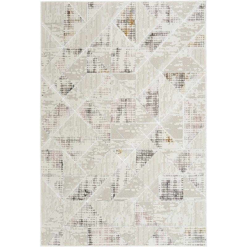 Ivory Abstract Shimmer 5' x 7' Synthetic Area Rug