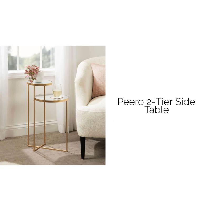 Kate and Laurel Peero Round Metal Side Table, 12x15x24, Natural and Black