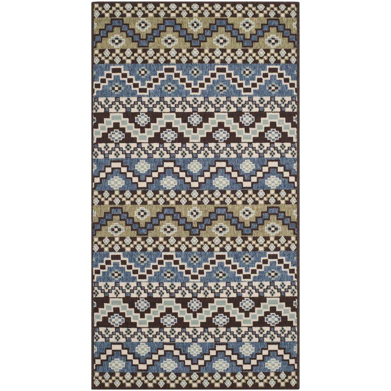 Veranda VER095 Power Loomed Indoor/Outdoor Accent Rug - Blue/Creme - 2'7"x5' - Safavieh