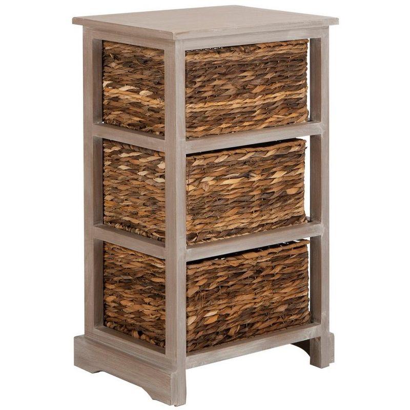 Halle 3 Wicker Basket Storage Side Table - Safavieh