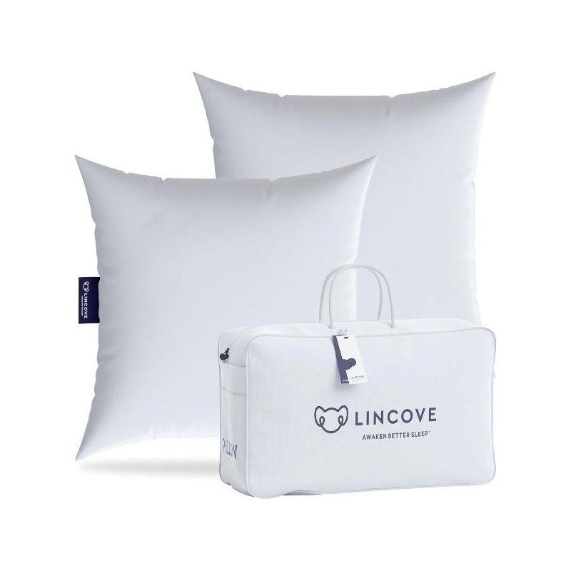 Lincove 26" White Cotton Down-Alternative Pillow Inserts, 2 Pack