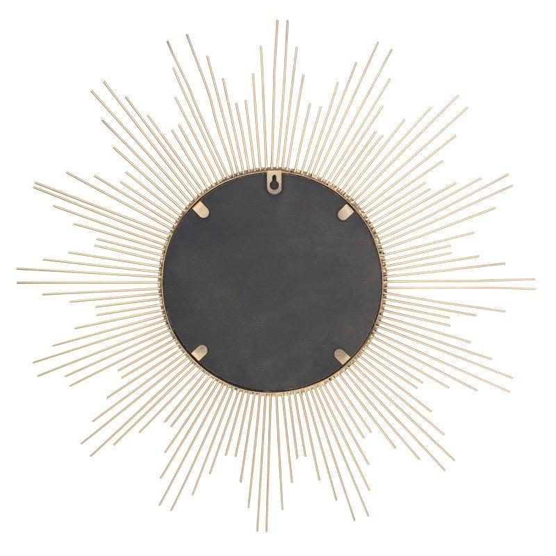 23" Metal Sunburst Wall Mirror Gold - Stonebriar Collection: Antique Finish, Boho Style, Easy to Install