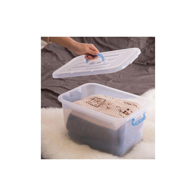 Basicwise Large Clear Storage Container With Lid and Handles