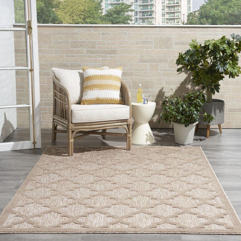 Nourison Easy Care Trellis Flatweave Indoor Outdoor Area Rug 4' x 6' Natural Beige