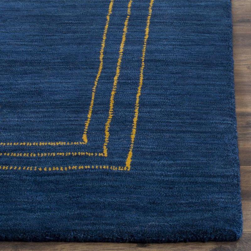 Handmade Blue Wool 8' x 10' Rectangular Area Rug