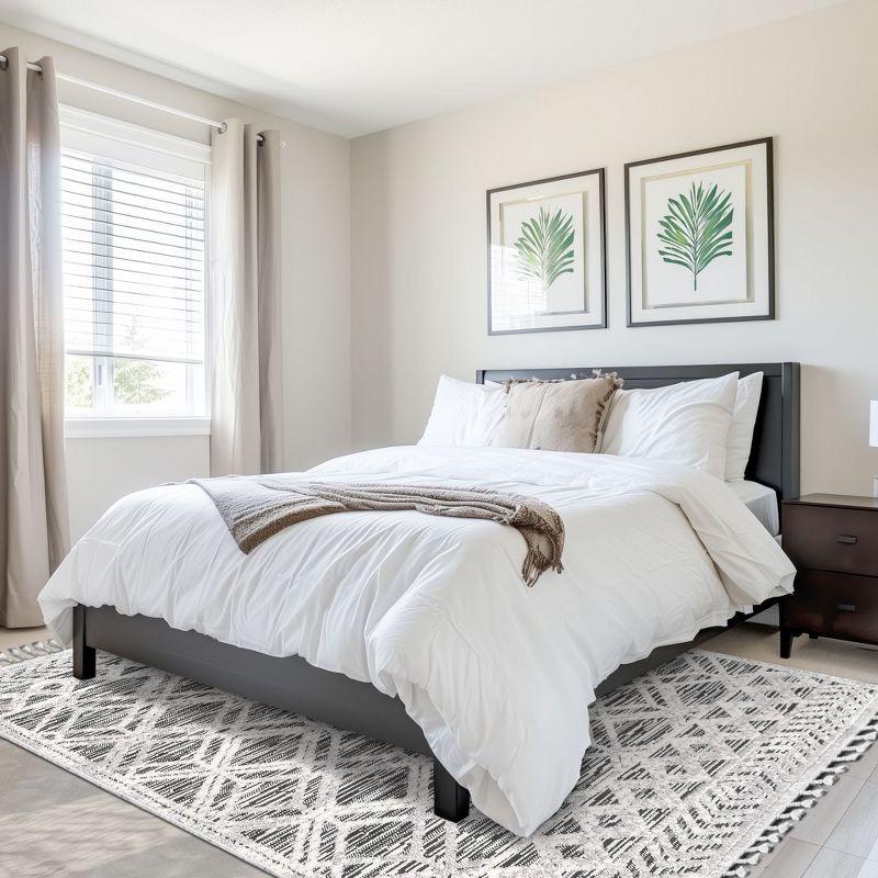 Nuloom 8x11 Ansley Moroccan Tassel Indoor Area Rug, Grey, High-Low Textured Bohemian Design, Plush High Pile, Stain Resistant, Bedroom, Living Room