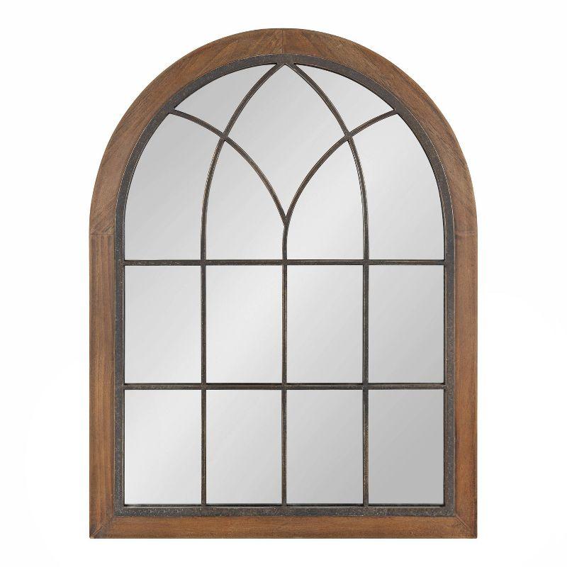 22" x 28" Nola Arch Wall Mirror Brown - Kate & Laurel All Things Decor: Modern Style, Wood Frame, Wall Mounted