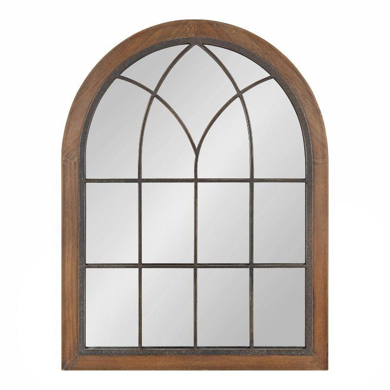 Nola 22" x 28" Rustic Brown Wood Arch Wall Mirror