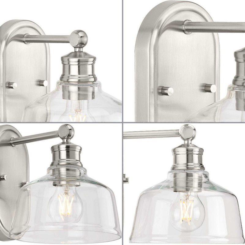 Progress Lighting Singleton 1-Light Vanity Fixture, Brushed Nickel, Clear Glass Shade