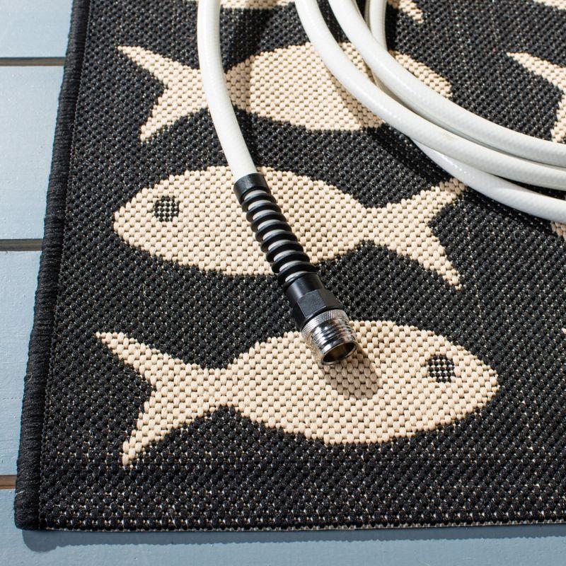 Courtyard CY6013 Power Loomed Indoor and Outdoor Accent Rug - Black/Beige - 2'x3'7" - Safavieh
