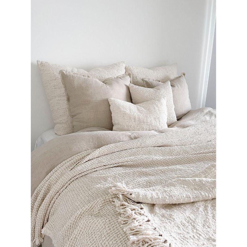 Anaya Fringed Linen Reversible Throw Pillow