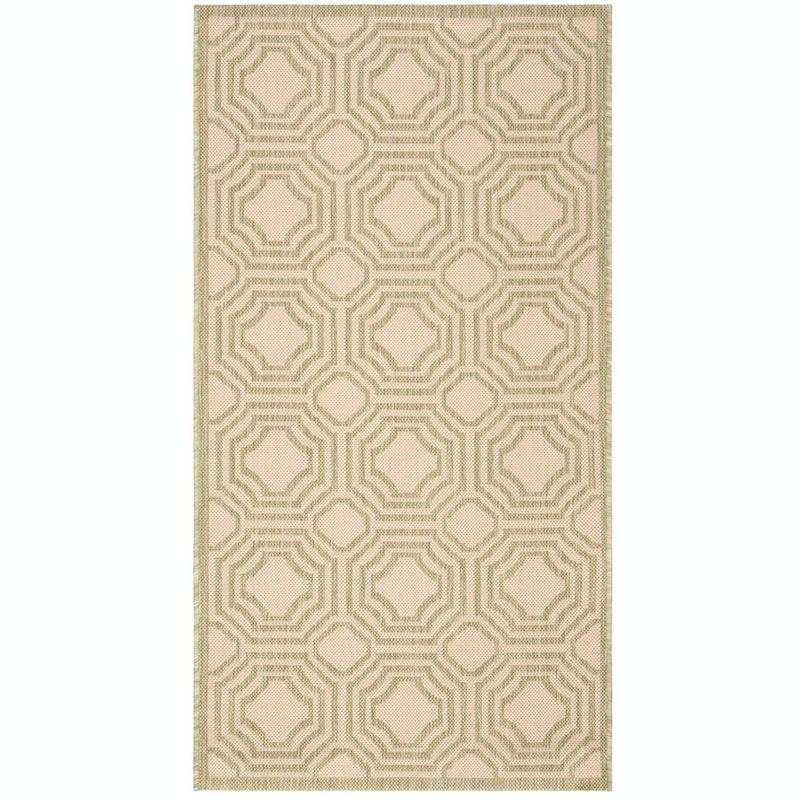 Courtyard CY6112 Power Loomed Indoor and Outdoor Accent Rug - Beige/Sweet Pea - 2'7"x5' - Safavieh