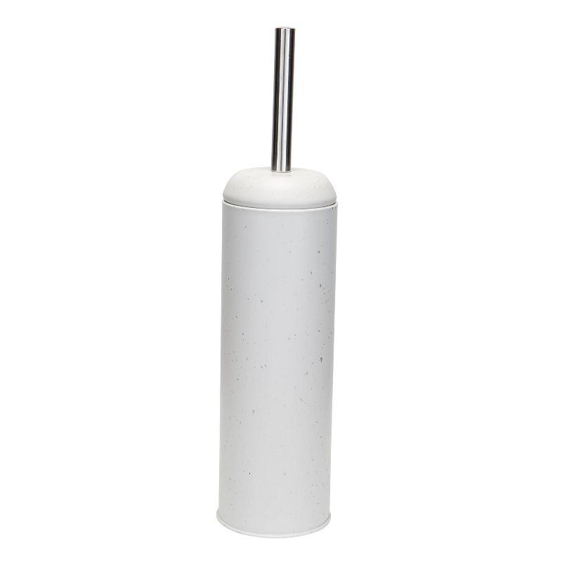 White Speckled Metal Toilet Brush and Holder