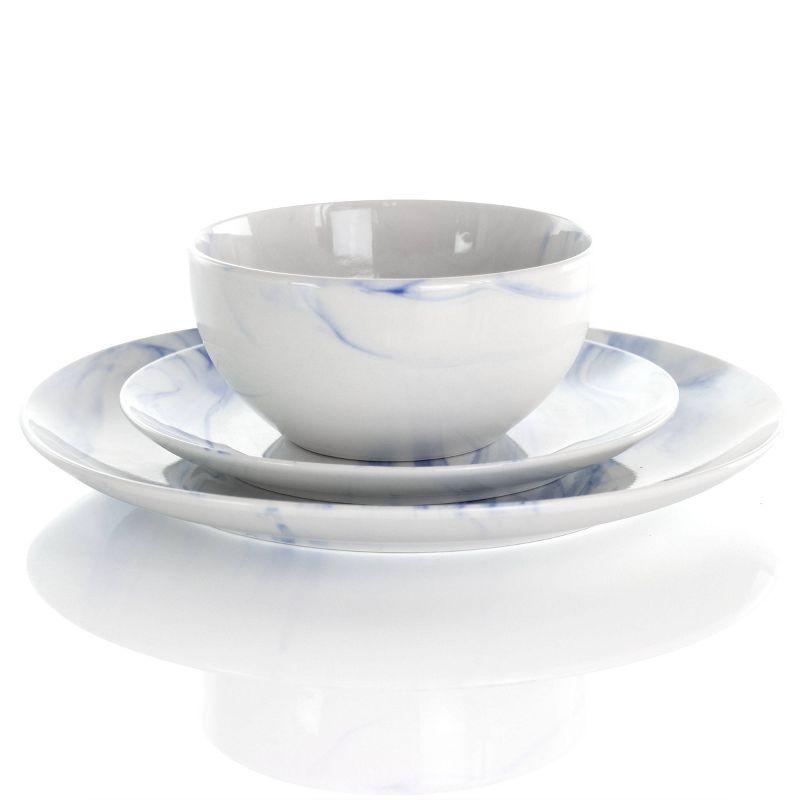 16-Piece Blue and White Marble Ceramic Dinnerware Set