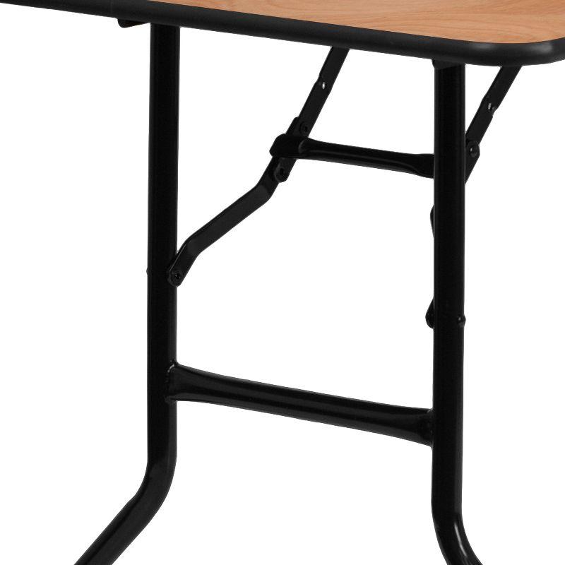 Emma and Oliver 5-Foot Rectangular Wood Folding Banquet Table with Clear Coated Finished Top