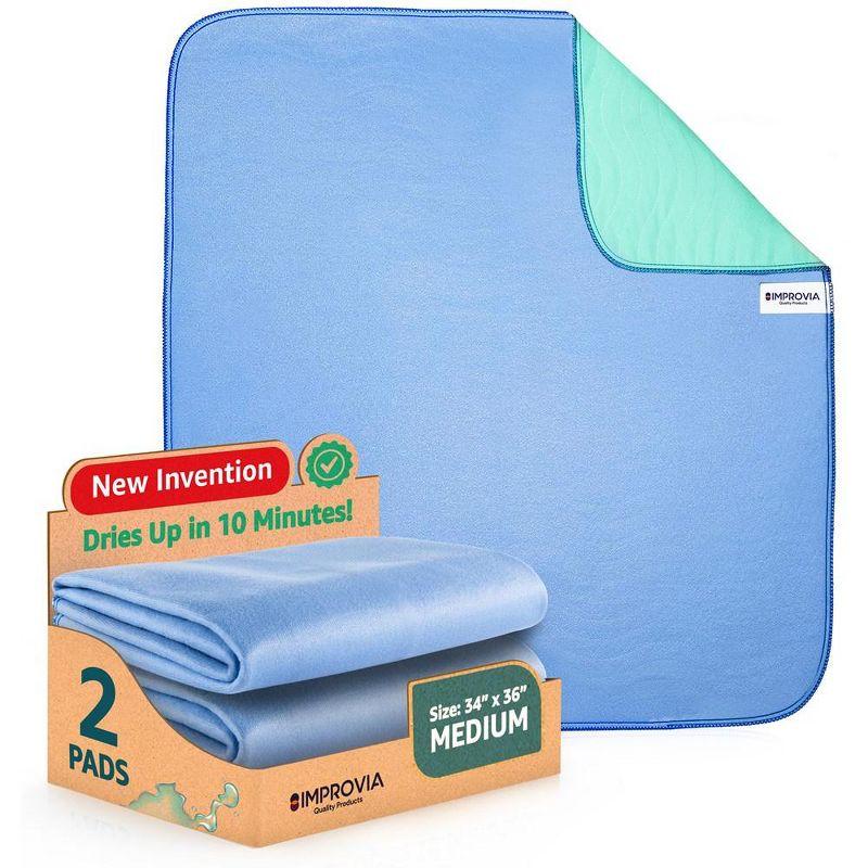 Improvia Blue Heavy Absorbency Reusable Bed Pads, 34" x 36"