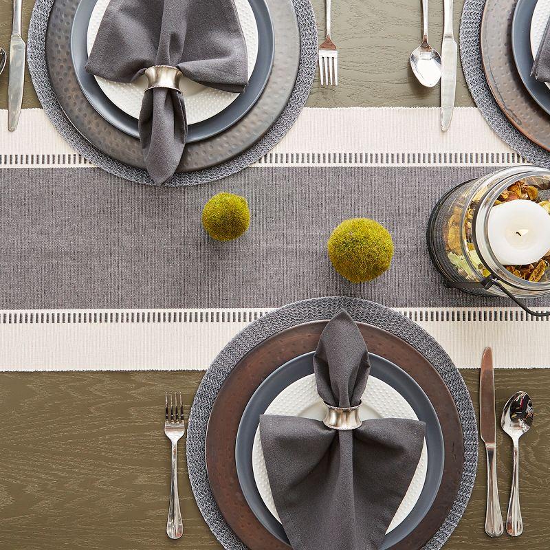 Design Imports  Ribbed Dobby Stripe Table Runner, Mineral Gray, 13X108"