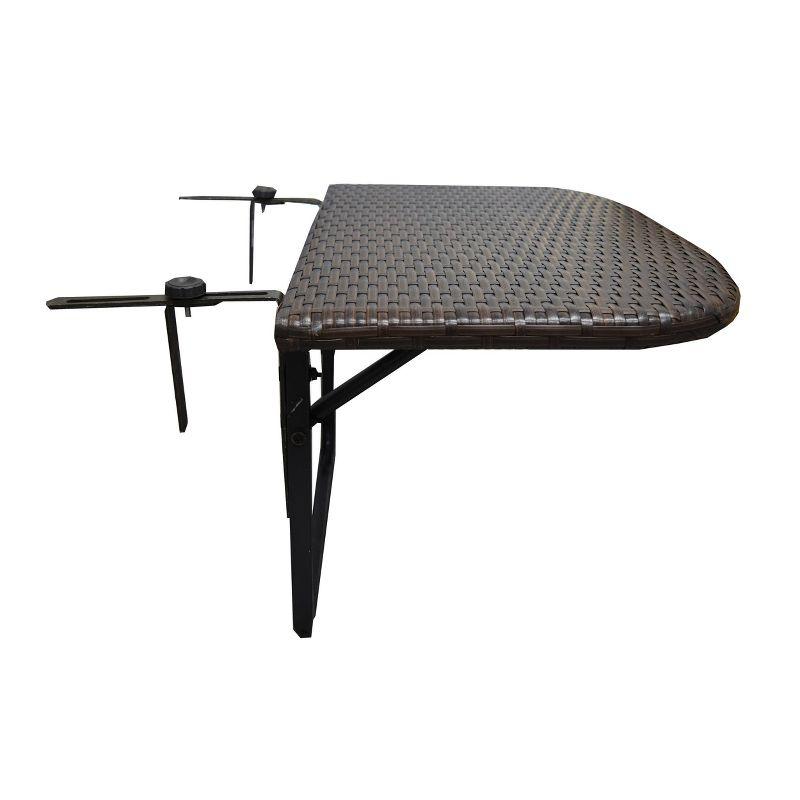 Indoor/Outdoor Foldable Wicker Balcony Table with Metal Frame & Adjustable Clamps - Oakland Living