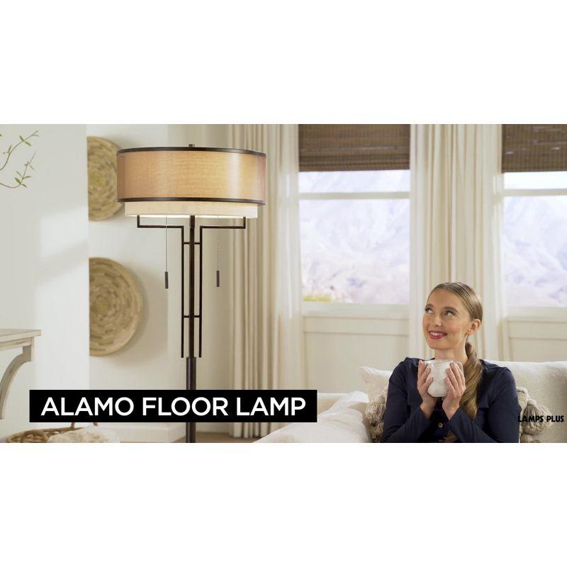 Alamo 62" Bronze Metal Industrial Rustic Floor Lamp with Double Drum Shade