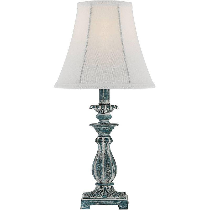 Regency Hill Cali Traditional Accent Table Lamps 19" High Set of 2 Antique Blue White Bell Shade for Bedroom Living Room Bedside Nightstand Office