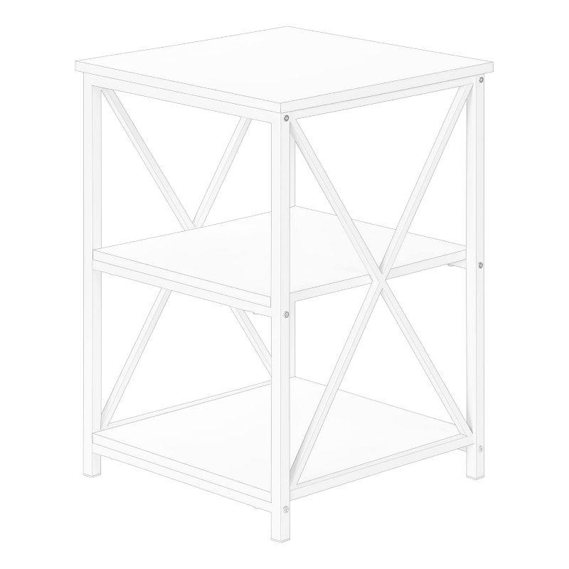 Accent Table Side End Nightstand Lamp Living Room Bedroom White Laminate White Metal Contemporary Modern