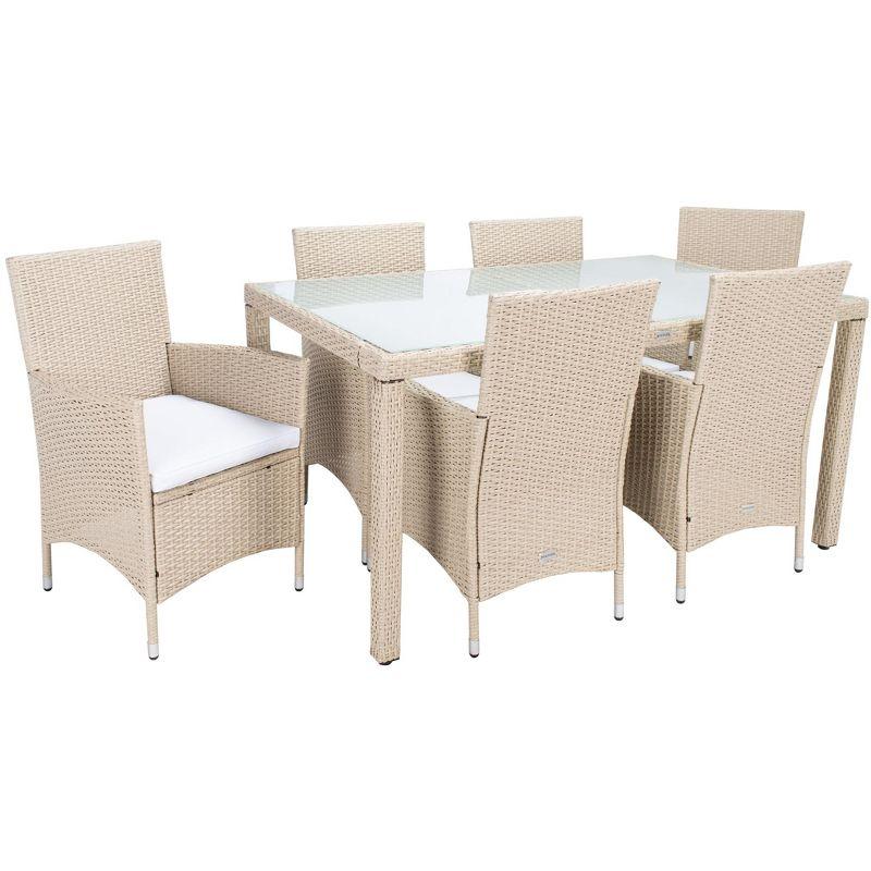 Jolin 7 Pc Dining Set - Outdoor - PAT7706 - Beige/White - Safavieh