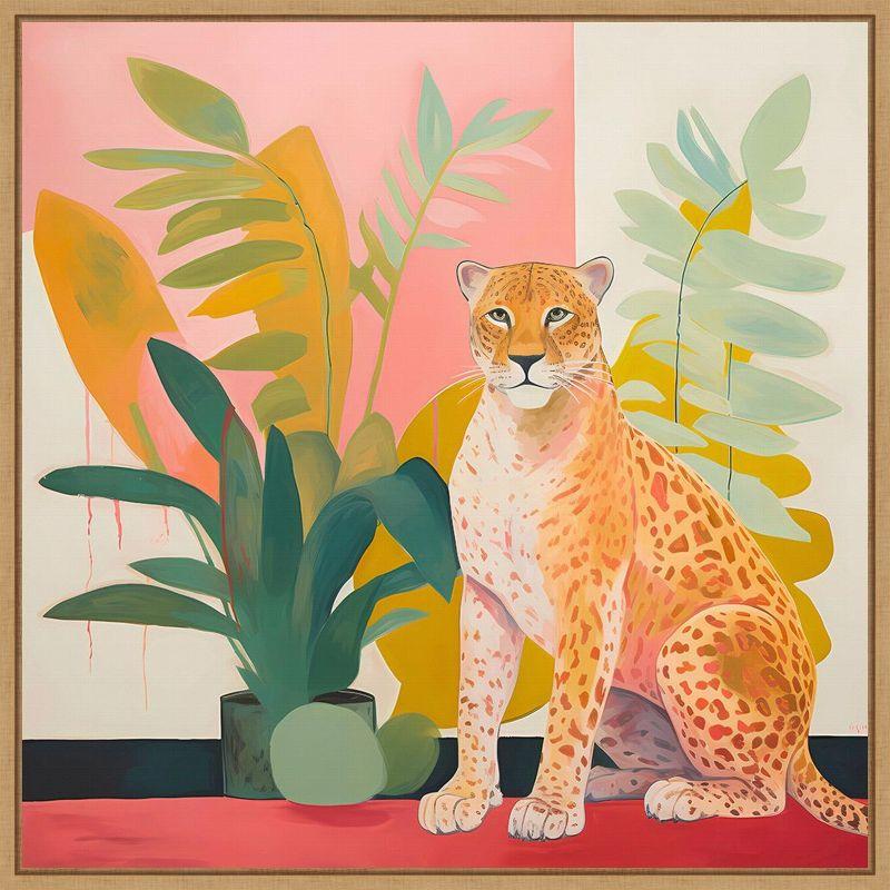 Vibrant Leopard and Tropical Foliage Canvas Art Print, 30x30