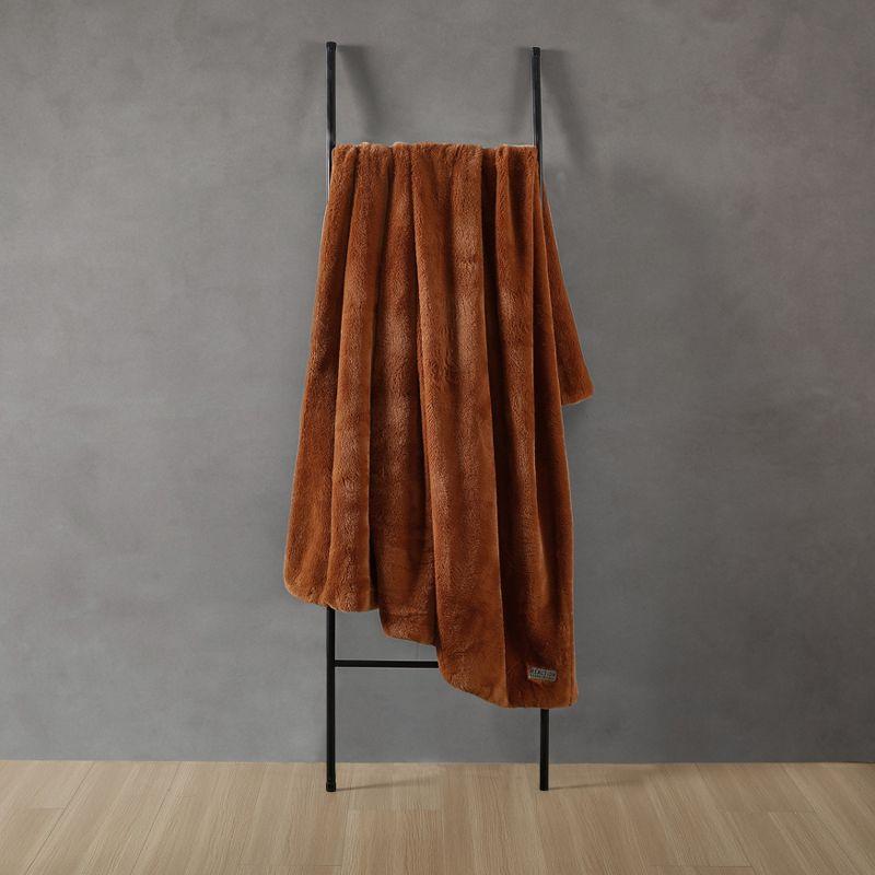 Kenneth Cole Reaction Faux Fur Throw Blanket Faux Fur (Solid -Ginger Orange)-50" X 60"