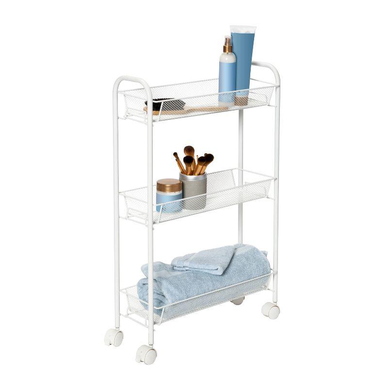 Slim 3-Tier Wire Rolling Storage Cart