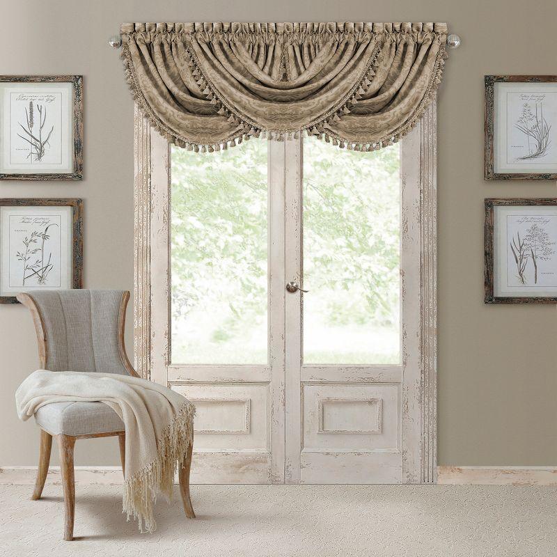 Elrene Antonia Waterfall Tassel Window Valance - 52" x 36" - Elrene Home Fashions