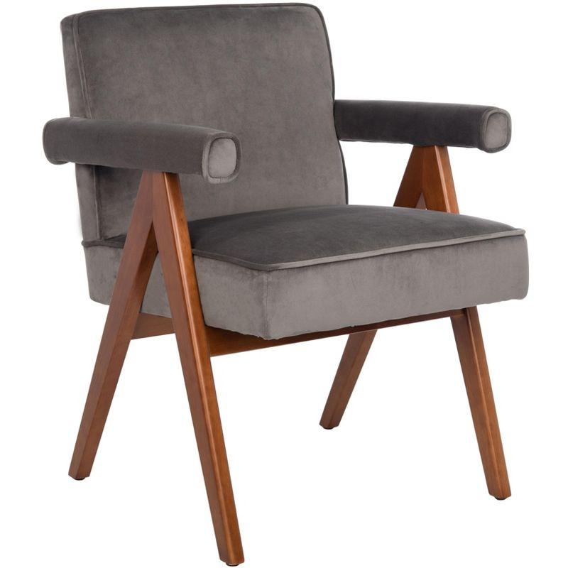 Suri Mid Century Arm Chair - ACH4508 - Dark Grey/Walnut - Safavieh
