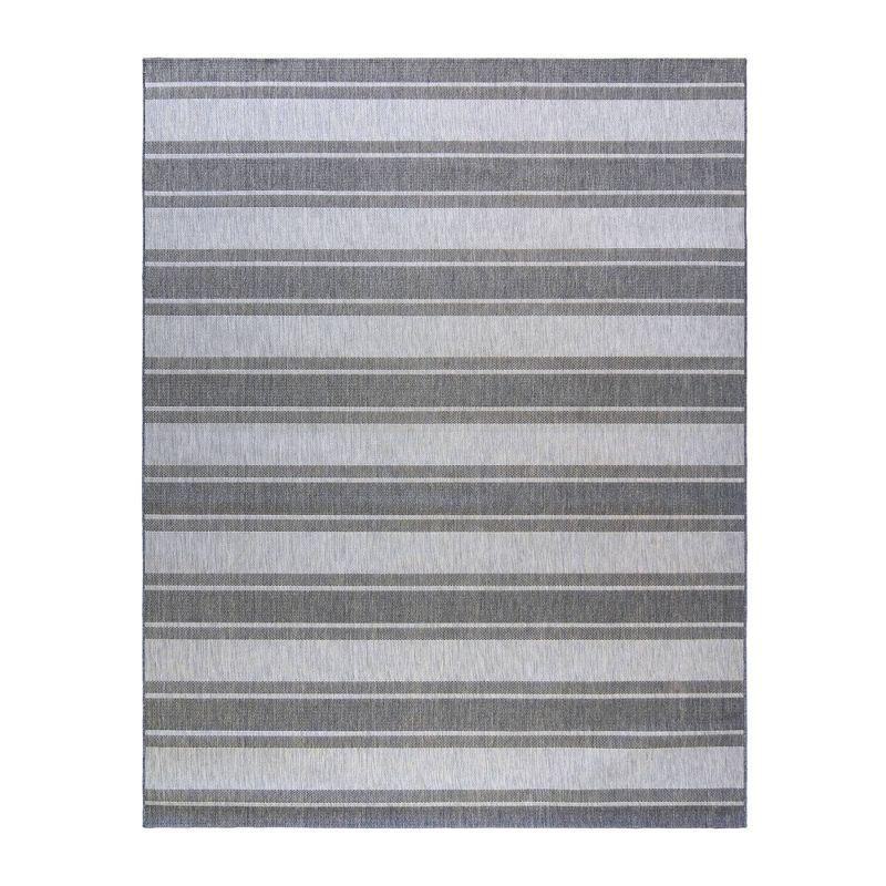 Gertmenian Paseo Castro Gray Striped Coastal Indoor/Outdoor Flatweave Area Rug