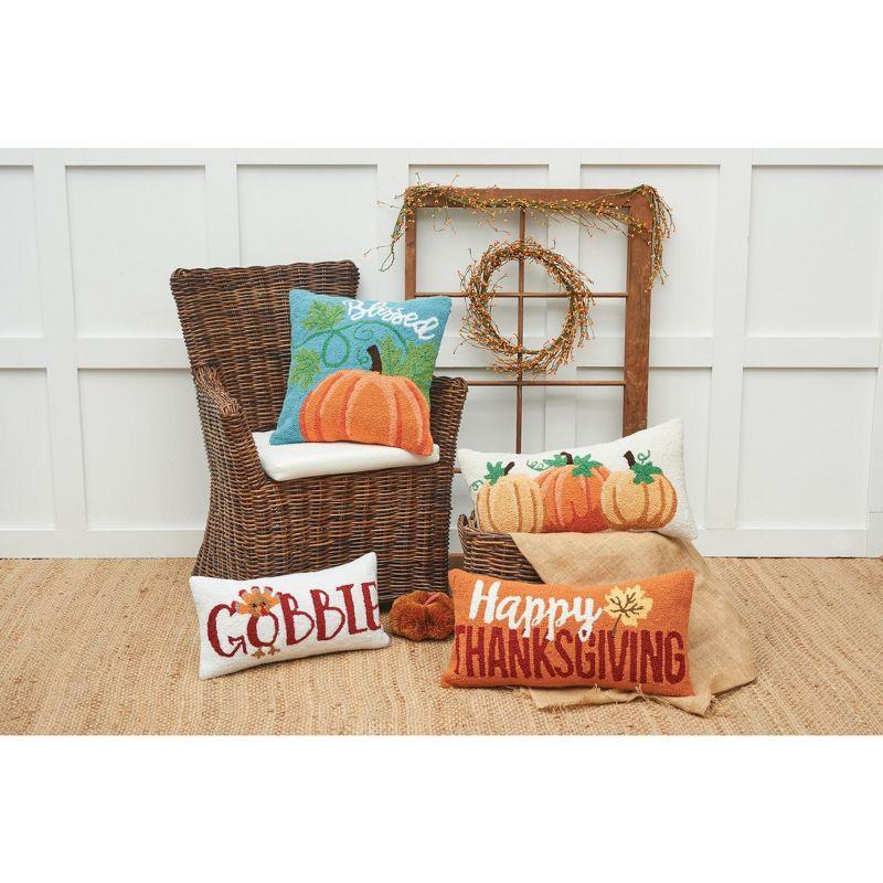 C&F Home 12" x 24" Rectangle XL "Happy Thanksgiving" Script Hooked Accent Throw Pillow