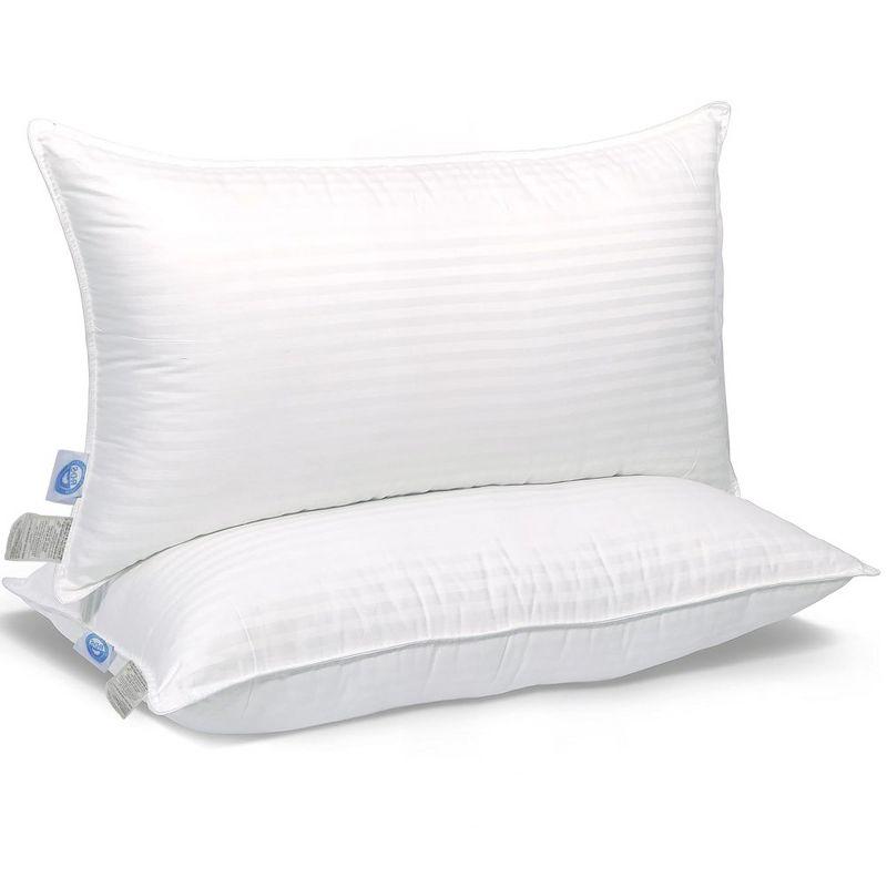 East Coast Bedding Cozy Dream Firm Goose Feather Down Pillow Support Queen Size Set of 2