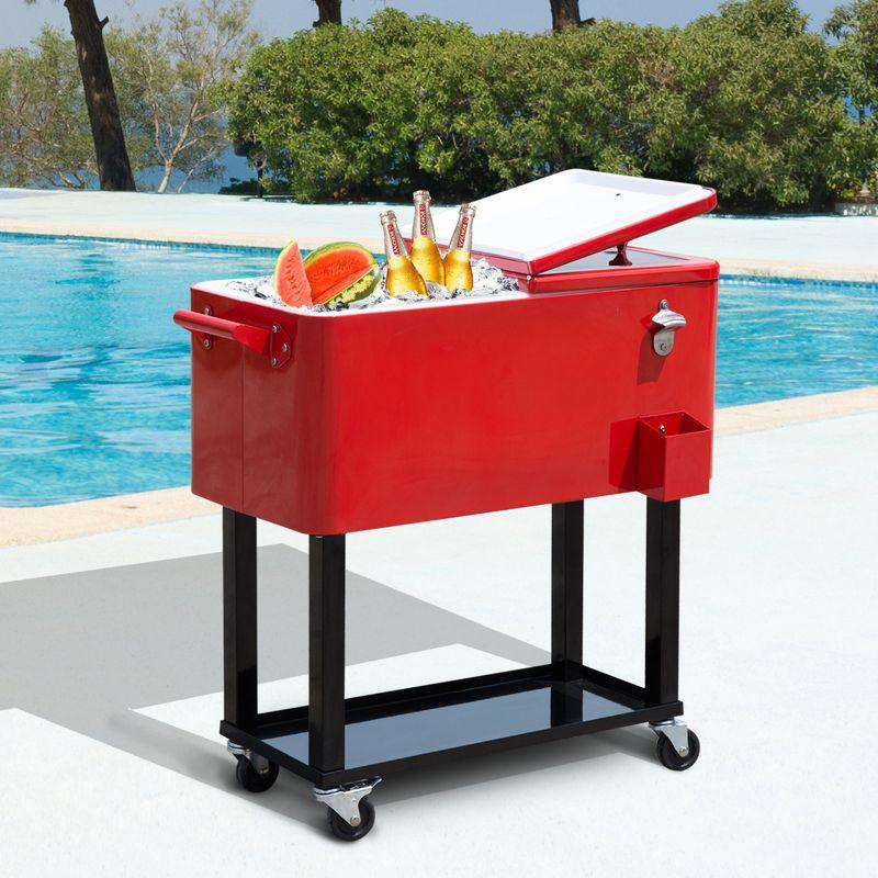 Outsunny 80 Quarts Serving Station / Cart Cooler with wheels