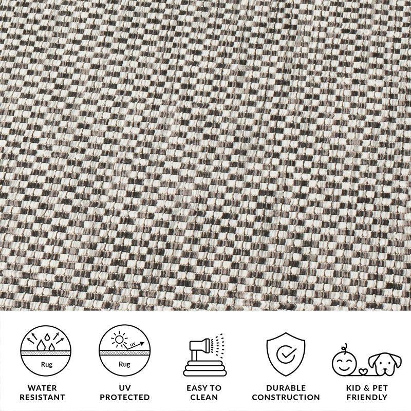 Courtyard CY8653 UV & Stain Resistant Non-Shedding Power Loomed Indoor/Outdoor Accent Rug - Black/Light Grey - 4'x4' - Safavieh