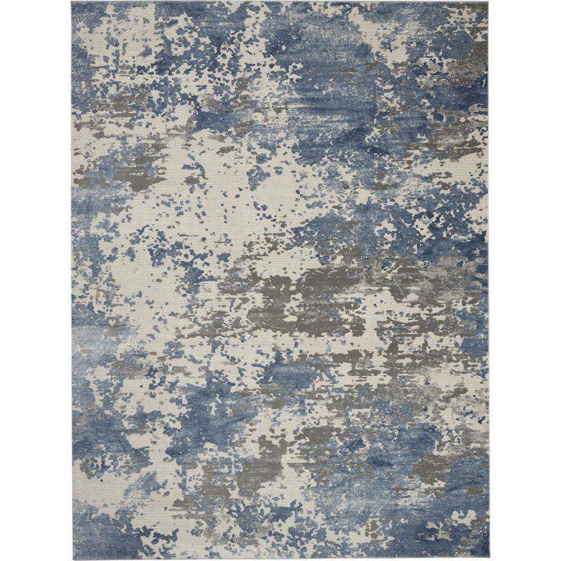 Nourison Rustic Textures Modern Brushstrokes Indoor Area Rug Grey/Blue 9'3" x 12'9"