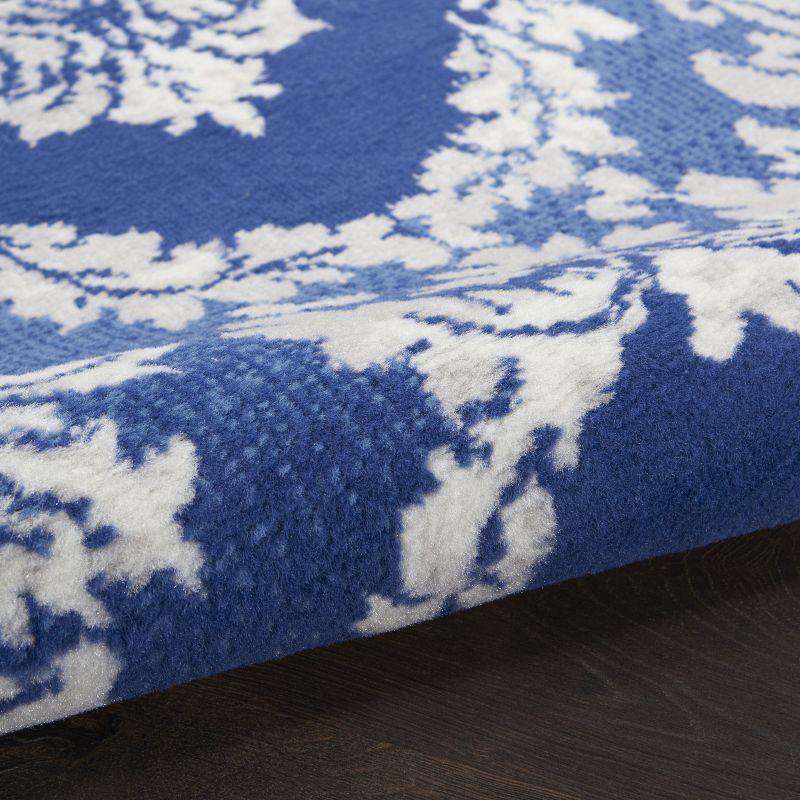 Blue Geometric 6' x 9' Stain-Resistant Synthetic Rug