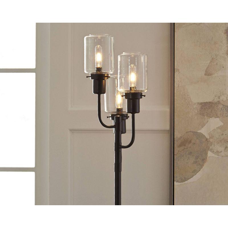 Jaak Metal Floor Lamp Bronze - Signature Design by Ashley: 3-Light, Glass Shades, Edison Bulbs