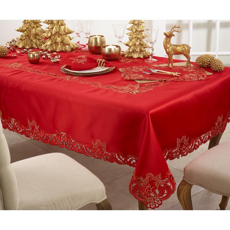 Red Embroidered Cupid Design Napkin Set of 4