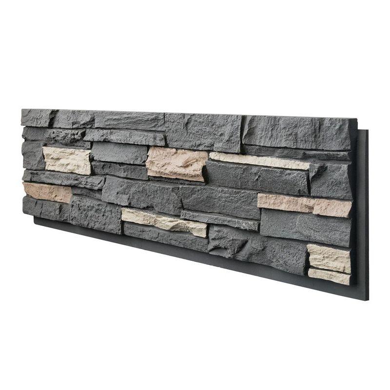 HOMEIBRO Faux Stone Wall Covering Panels for Interior and Exterior Decor Panels in Roman Brown Stone (6 pack)