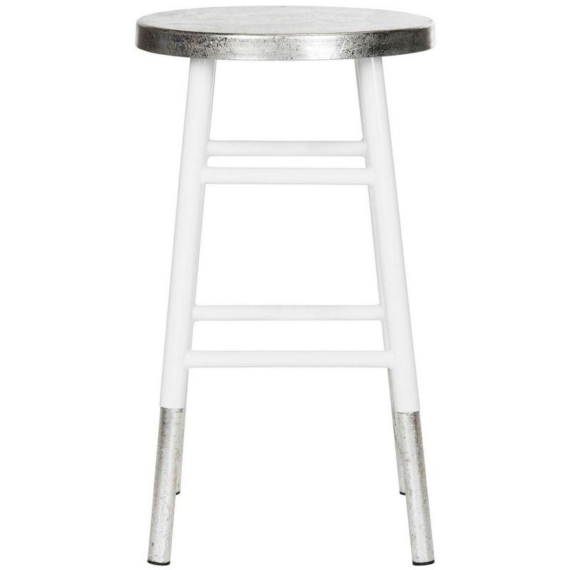 Transitional Silver-Dipped 24" White Metal Counter Stool