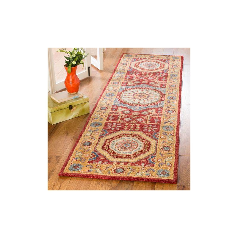 Handmade Red Wool Tufted Persian-Style Area Rug, 3' x 5'