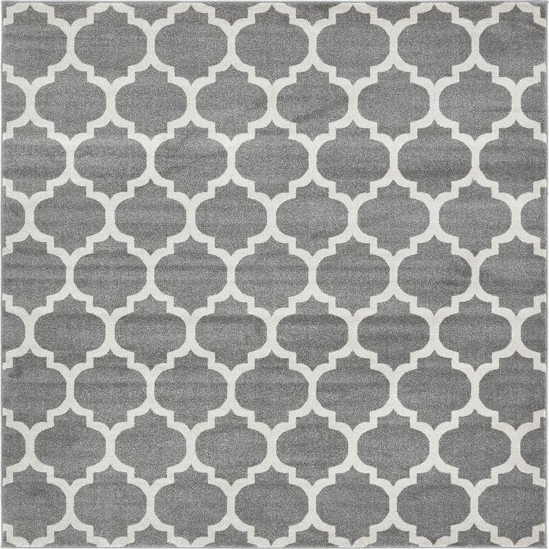 8' x 8' Dark Gray Trellis Square Area Rug