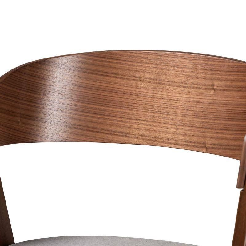 2pc DantonFabric Upholstered Wood Dining Chair Set Gray/Walnut Brown - Baxton Studio: Curved Backrest, Angled Legs