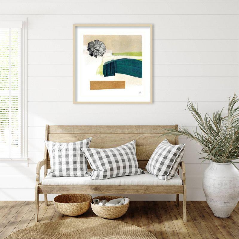 Day Beach I Abstract Giclee Print with Natural Frame