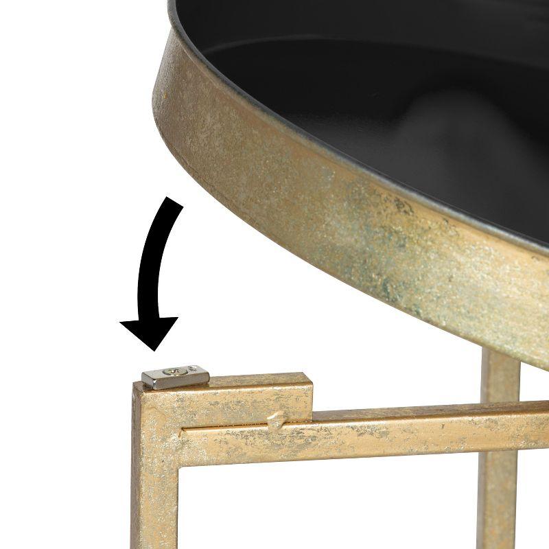 Kate and Laurel Celia Round Metal Tea Table, 14x14x25.75, Gold and Black