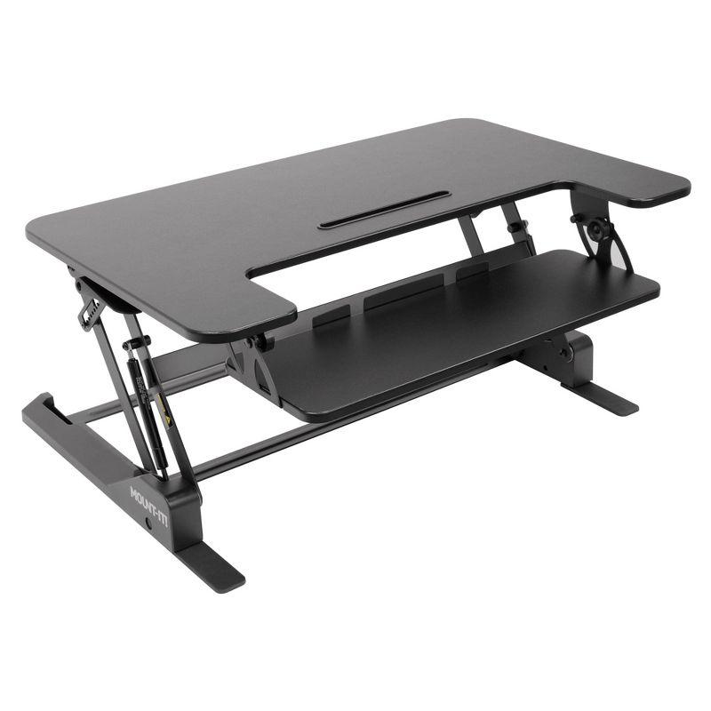 Black Adjustable Standing Desk Converter with Gas Lift